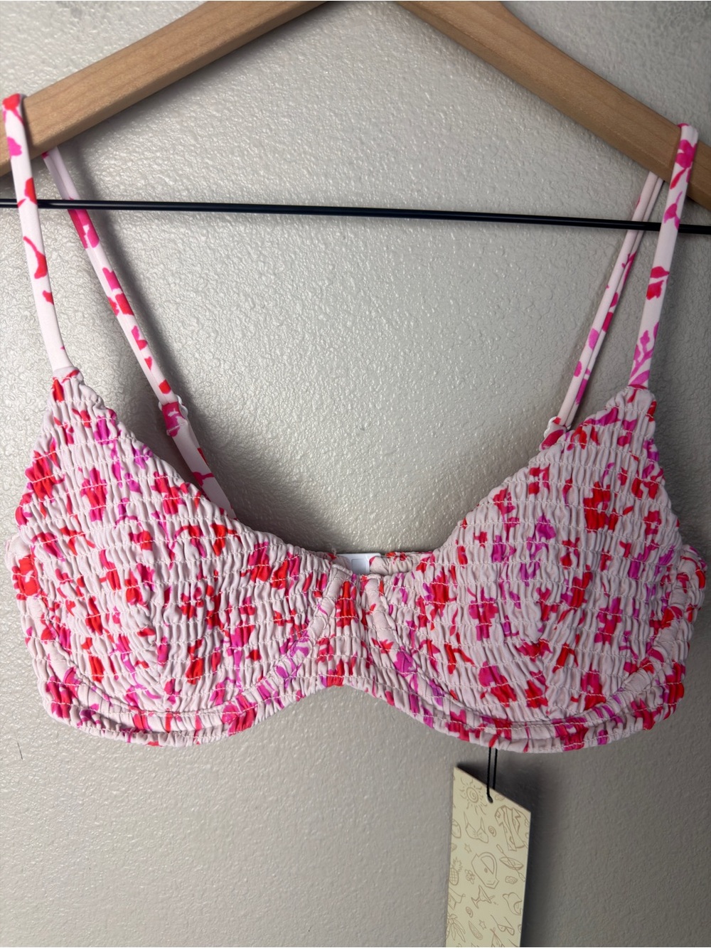 Blackbough NWT Floral Smocked Underwire Bikini Top